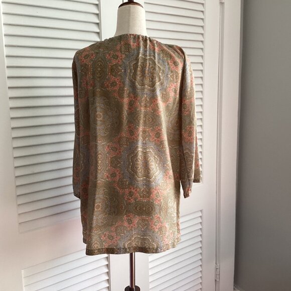 J.Crew 100% Silk Tunic Top Blouse Paisley Print Size M Tie Neckline - Picture 2 of 13